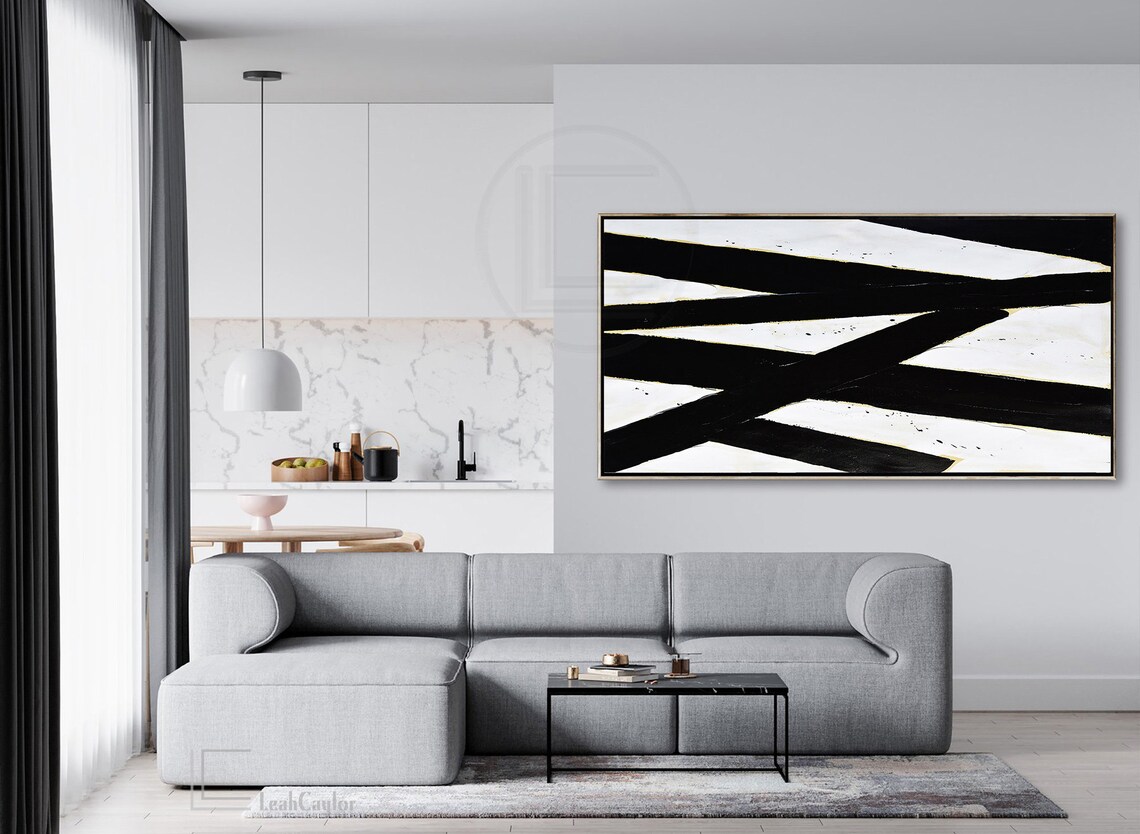 Large Horizontal Modern Wall Art Painting on Canvas L76W Etsy