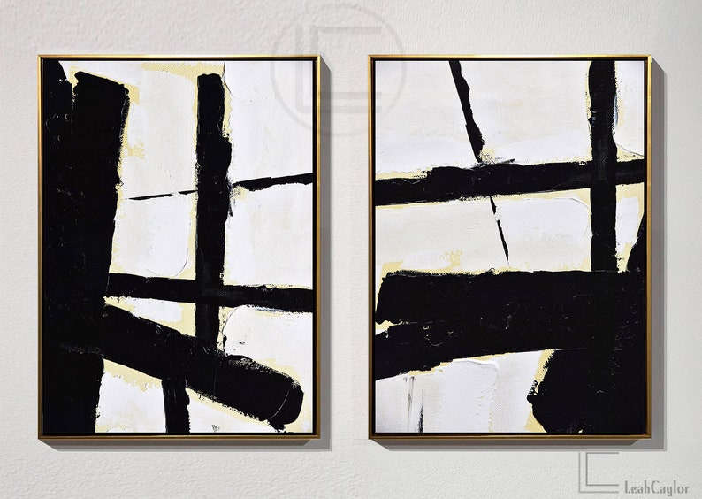 Oversized Set of 2 Minimalist Painting Abstract Wall Art Set Etsy