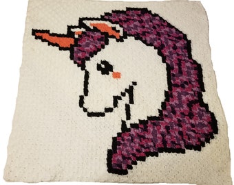 Unicorn Pattern for Lapghan, C2C, row by row, grid, unicorn, crochet pattern, throw, blanket, afghan, graphgan, cross stitch