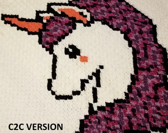 Unicorn Pattern, C2C, single crochet, row by row, grid, unicorn, crochet pattern, throw, blanket, afghan, graphgan, tapestry, cross stitch