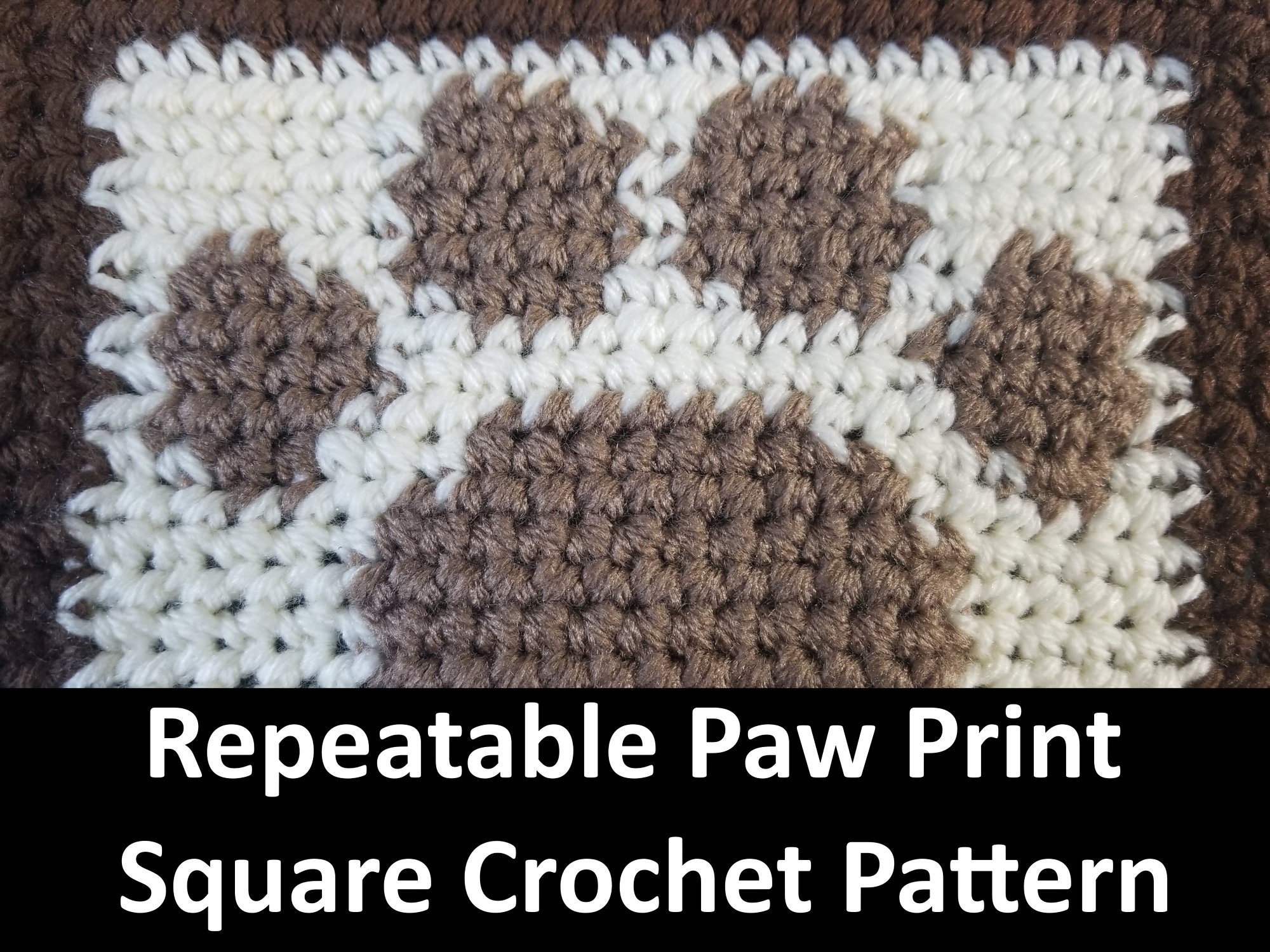 Paw print crochet pattern square blanket easy crochet norway