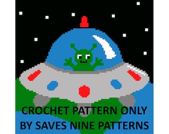 Flying Saucer Blanket, Crochet Pattern, UFO, row by row, grid, single crochet, c2c, kids blanket, space, graphgan, afghan, tapestry