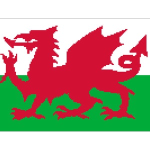 Welsh Flag, Crochet Blanket Pattern, row by row, single crochet, crochet blanket, crochet pattern, crochet throw, Wales, tapestry