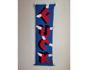 Flying Fuck Wall Hanging Crochet Pattern, row by row, C2C