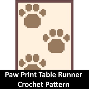 Paw Print Table Runner, Easy Crochet Pattern, pet crochet, row by row, grid, single crochet, c2c, tapestry imagem 1