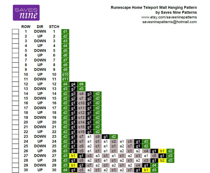 RuneScape Home Teleport Wall Hanging Pattern, grid, row by row, mini c2c, crochet pattern, crochet, PDF imagem 3