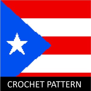 Puerto Rico Flag Crochet Blanket Pattern, row by row, single crochet, crochet blanket, crochet pattern, throw, PDF, tapestry, cross stitch image 1