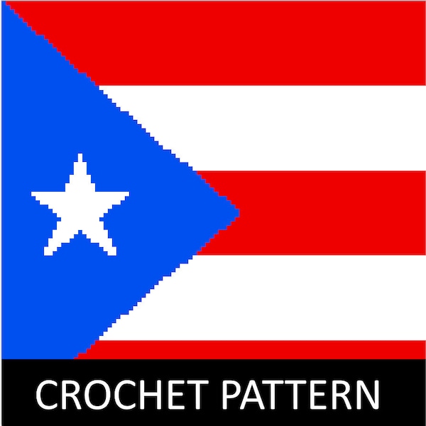 Puerto Rico Flag Crochet Blanket Pattern, row by row, single crochet, crochet blanket, crochet pattern, throw, PDF, tapestry, cross stitch