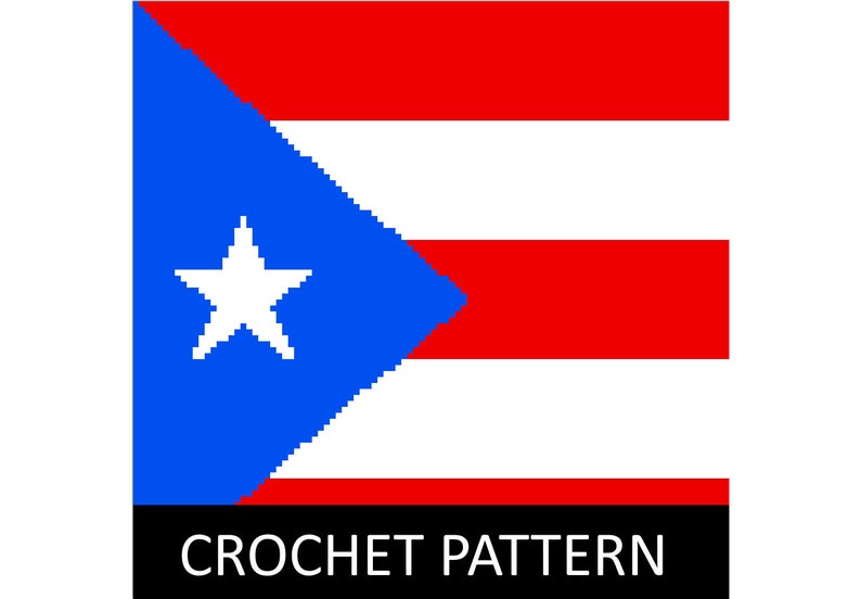 Puerto Rico Flag Crochet Blanket Pattern, row by row, single crochet, crochet blanket, crochet pattern, throw, PDF, tapestry, cross stitch image 1