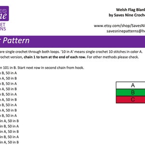 Welsh Flag, Crochet Blanket Pattern, row by row, single crochet, crochet blanket, crochet pattern, crochet throw, Wales, tapestry image 4