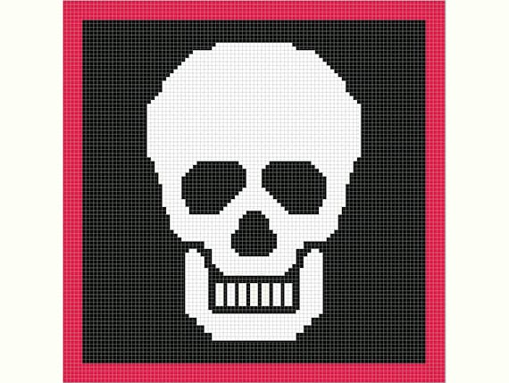 Skull Blanket Crochet Pattern, row by row, grid, single crochet, c2c, pattern, graphgan, afghan, crochet pattern, throw, blanket, tapestry