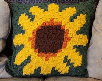 Sunflower C2C Crochet Cushion Cover Pattern