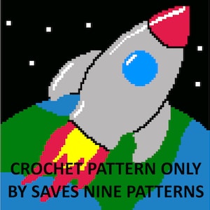 Rocket Blanket, Crochet Pattern, row by row, grid, single crochet, c2c, kids blanket, space, graphgan, afghan, tapestry image 1