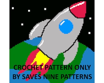 Rocket Blanket, Crochet Pattern, row by row, grid, single crochet, c2c, kids blanket, space, graphgan, afghan, tapestry