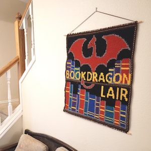 Book Dragon Lair Wall Hanging Pattern, row by row, single crochet, crochet pattern, crochet, PDF