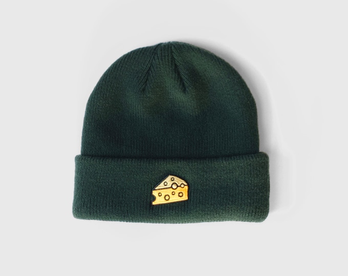 Cheese Hat Beanie: Forest Green Vintage Knit, Wisconsin Pride
