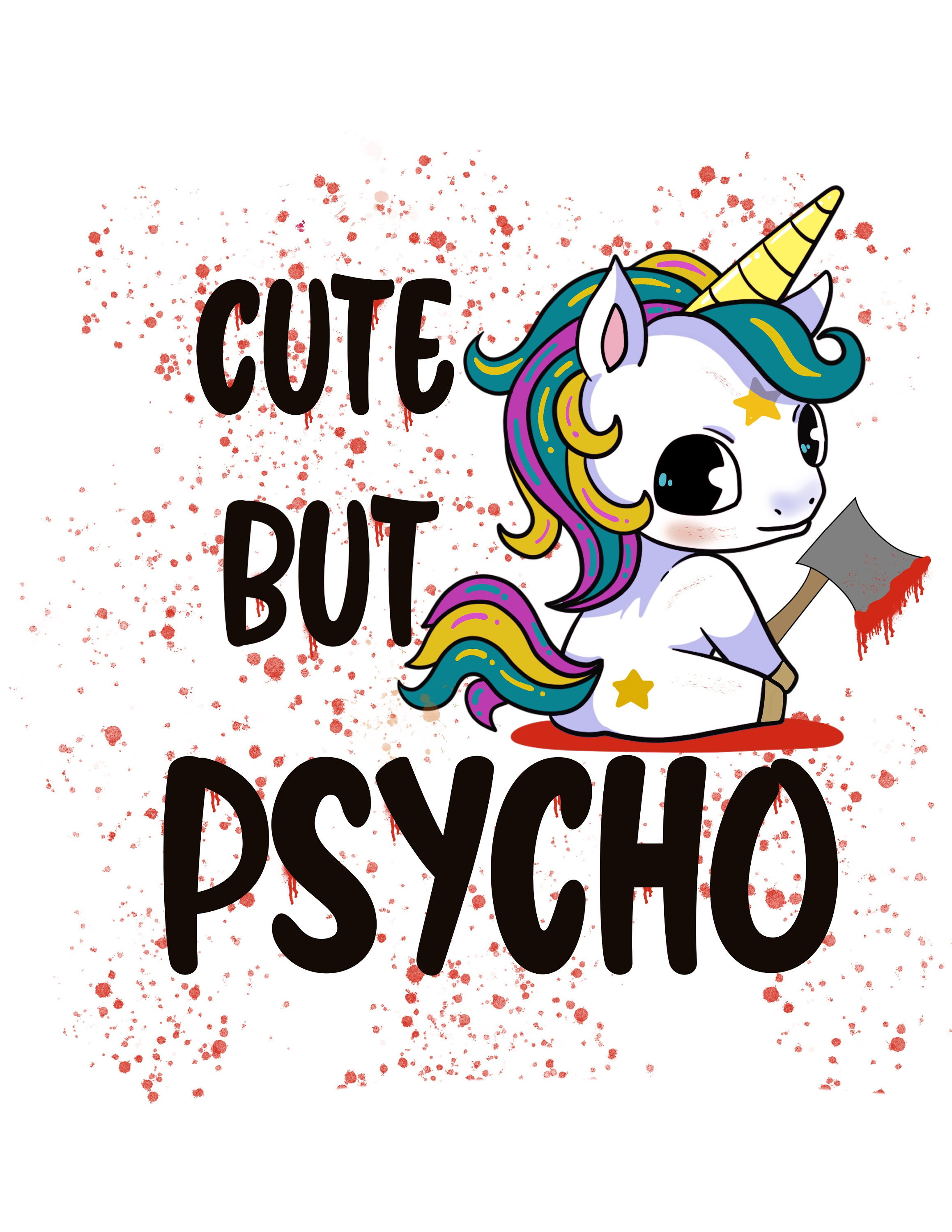 Cute But Psycho Funny Tumbler Design Purple Glitter PNG