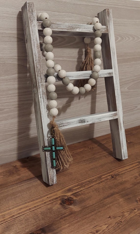 Farmhouse Wood Kitchen Ladder Counter Ladder Bathroom Etsy