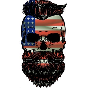 Bearded Skull American Flag, bearded Skull, skull, beard, American flag, America, digital design, digital download, sublimation design,shirt
