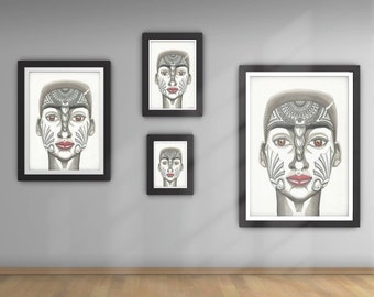 Armoured collection #2, black woman art, line art, black british artist, afrocentric, grey wall art