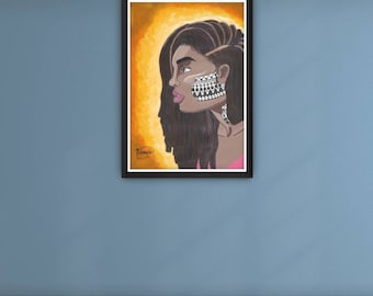 Brown Sugar - acrylic painting, black woman, locs art, portrait, wall art
