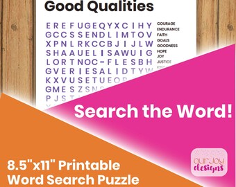 Good Qualities JW Printable Word Search Puzzle | 8.5" x 11" with Answer Key