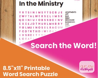 In the Ministry JW Printable Word Search Puzzle | 8.5" x 11" With Answer Key