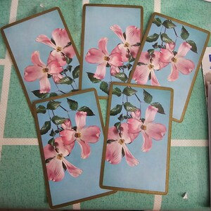 Vintage pink flower blue background playing cards
