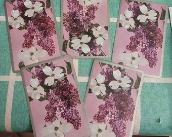 Vintage pink flower playing cards