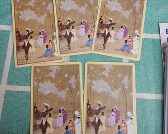 Carte da gioco di pittura vintage sul mare