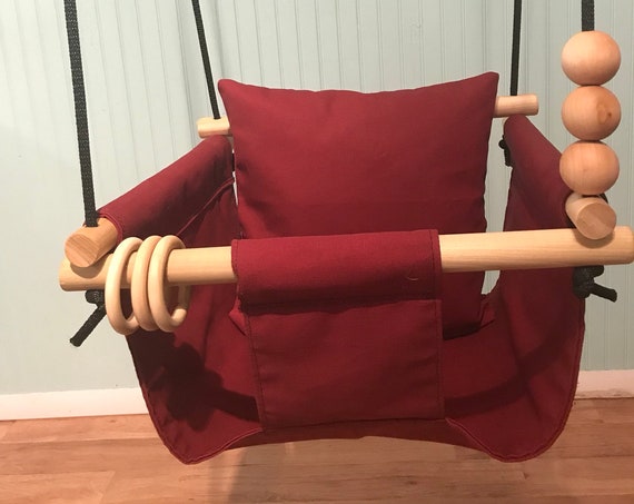 Crimson Baby Swing Indoor, Canvas playroom swing, 1st Birthday Gift, Baby Shower Gift, Toddler Swing, Nursery swing, Alabama baby, FSU Baby