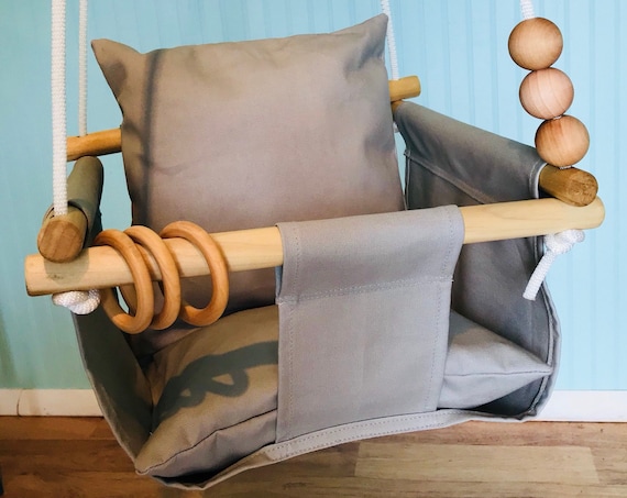 Gray Baby Swing Indoor, Home and Living Hammock Swing, First Birthday Gift, Baby Shower Gift, Nursery Swing, Toddler swing
