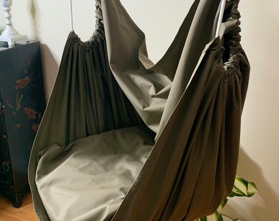 Hammock chair swing, Ripstop canvas porch or playroom chair swing, adult teen child sensory hammock chair, reading nook hammock
