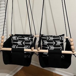 Twin's Baby Swing Indoor, Twin's Black Canvas Playroom Swing, Twin's 1st Birthday Gift, Twin's Baby Shower, Toddler Swing, Fabric Baby Swing