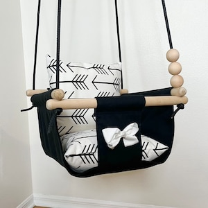 Handmade Canvas Baby Swing: Black & White Arrow Design