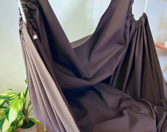 Hammock chair swing, Cocoa brown canvas porch or playroom chair swing, adult teen child sensory hammock chair, reading nook hammock swing