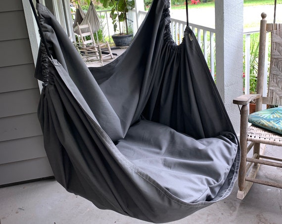 Hammock chair swing, Ripstop canvas porch or playroom chair swing, adult teen child sensory hammock chair, reading nook hammock