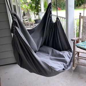 Hammock chair swing, canvas porch or playroom chair swing, child, adult, teen gaming chair swing, child sensory swing, reading nook hammock.