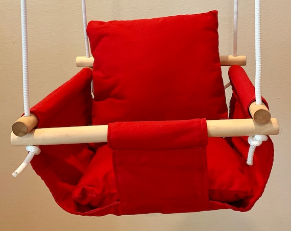 Red Baby Swing Indoor, Playroom swing, Red nursery playroom decor, First Birthday Gift, Baby Shower Gift, Toddler Swing, Polka Dot Decor