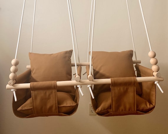 Nutmeg twin's Baby Swing Indoor, Twin's nutmeg nursery swing, playroom swing, Twin's First birthday gift, Twin's Baby Shower, Toddler Swing