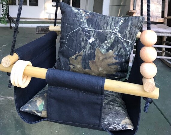 Black Baby Swing Indoor, Camo canvas playroom swing, Toddler Swing, First Birthday Gift, Baby Shower Gift, Camo baby nursery swing