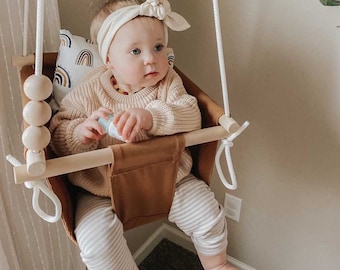 Handmade Canvas Baby Swing, Indoor Rainbow Decor, Baby Shower Gift