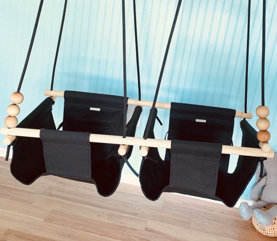 Black Twin's Baby Swing Indoor, playroom swing, Twin's Baby Shower gift, Twin's 1st Birthday Gift, Twin's nursery swing