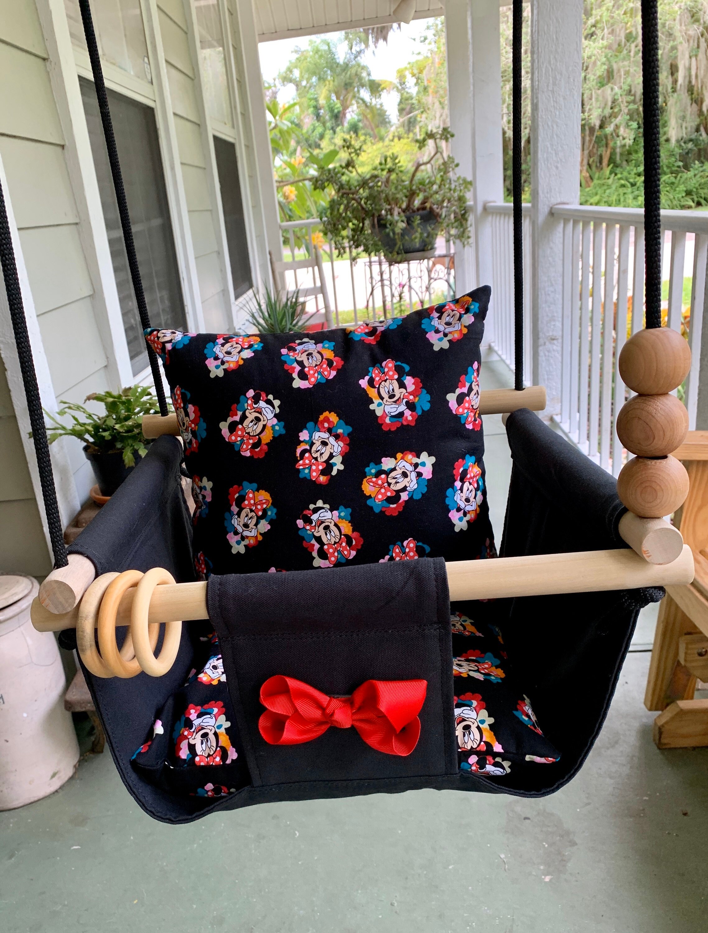 Minnie Mouse canvas Baby Swing Disney swing Baby Shower Etsy