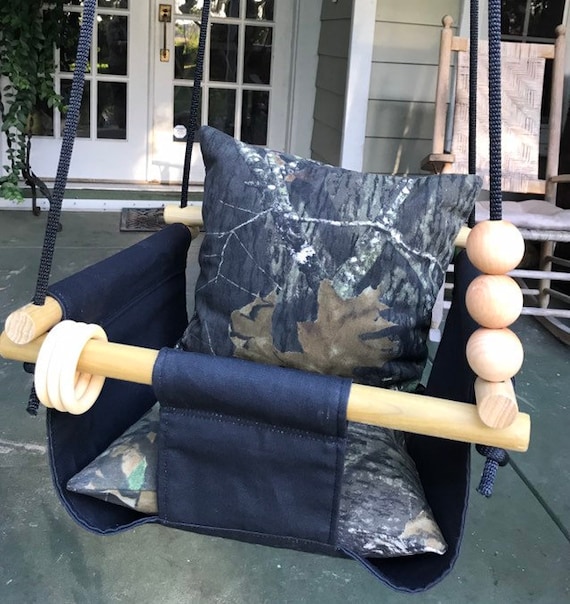 Black Baby Swing Indoor, Camo canvas playroom swing, Toddler Swing, First Birthday Gift, Baby Shower Gift, Camo baby nursery swing