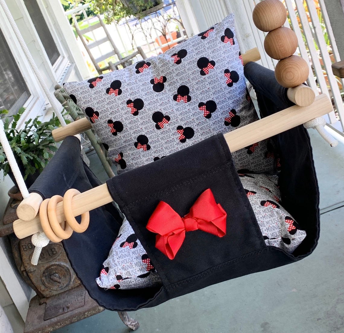 Minnie Mouse canvas Baby Swing Disney swing Baby Shower Etsy