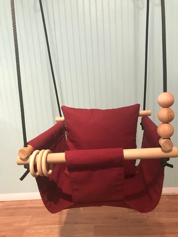 Crimson Baby Swing Indoor, Canvas playroom swing, 1st Birthday Gift, Baby Shower Gift, Toddler Swing, Nursery swing, Alabama baby, FSU Baby