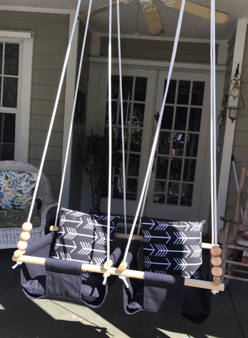 Twins canvas Baby Swing Black baby swing Twin's nursery Etsy