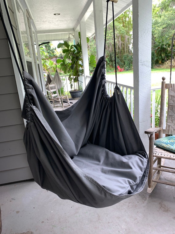 Hammock chair swing, canvas porch or playroom chair swing, child, adult, teen gaming chair swing, child sensory swing, reading nook hammock.