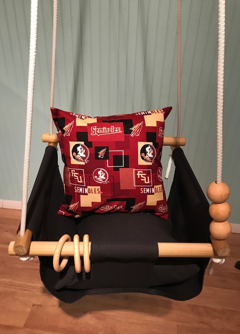 Black Canvas Baby Swing Fsu Pillow